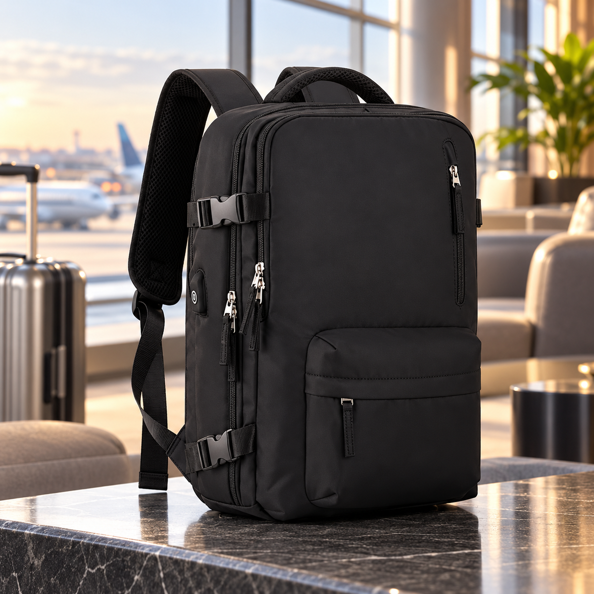 Womens Travel Backpack 35L with USB Port Shoe Compartment Laptop Bag