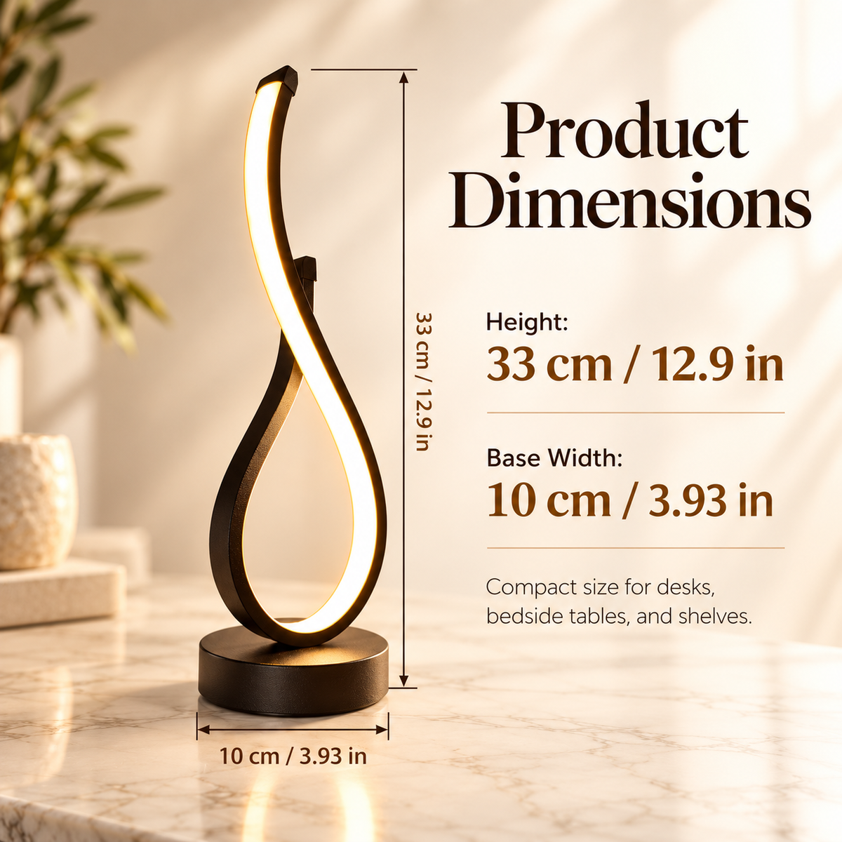 Spiral LED Table Lamp Modern Bedside Lamp USB Powered Decor Light