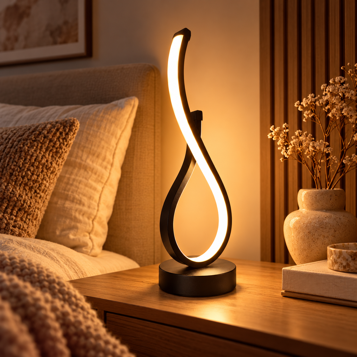 Spiral LED Table Lamp Modern Bedside Lamp USB Powered Decor Light