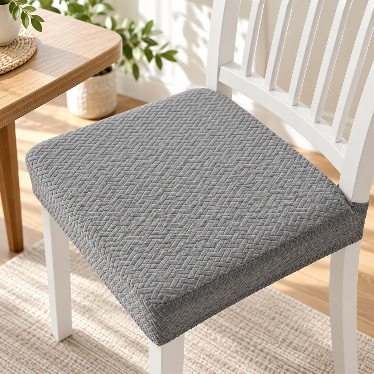 Dining Chair Seat Covers Set of 4 Stretch Jacquard Water Resistant