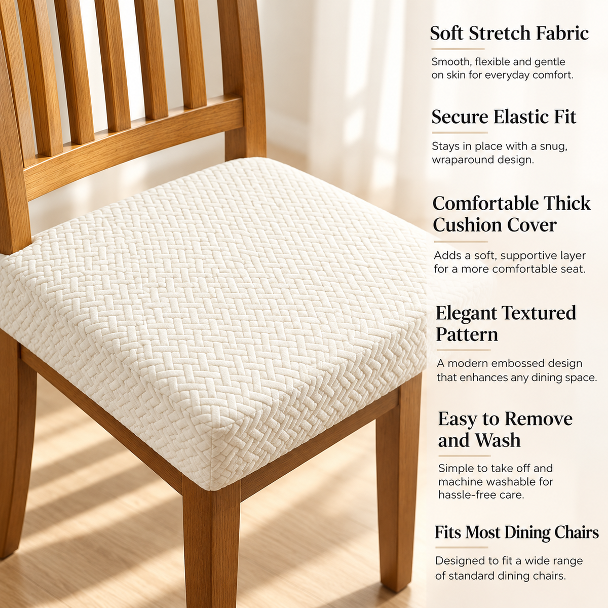 Dining Chair Seat Covers Set of 4 Stretch Jacquard Water Resistant