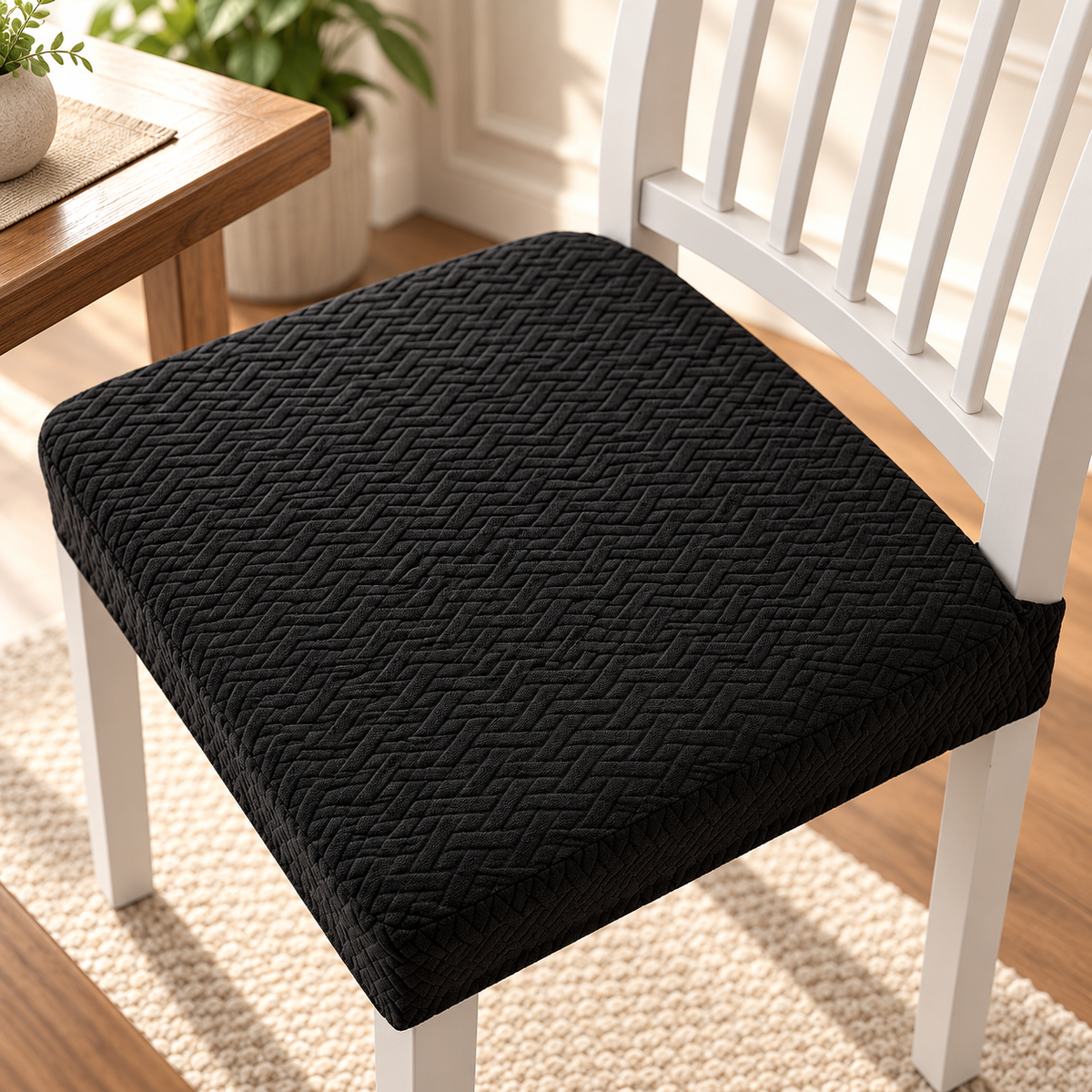 Dining Chair Seat Covers Set of 4 Stretch Jacquard Water Resistant