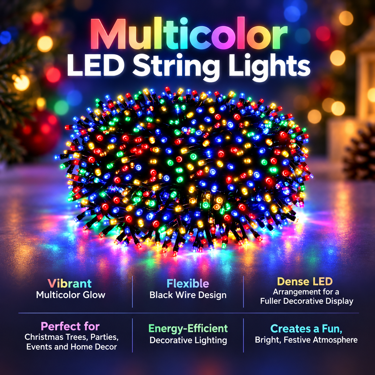 LED String Lights Outdoor 24V Waterproof IP65 8 Modes Christmas Lights