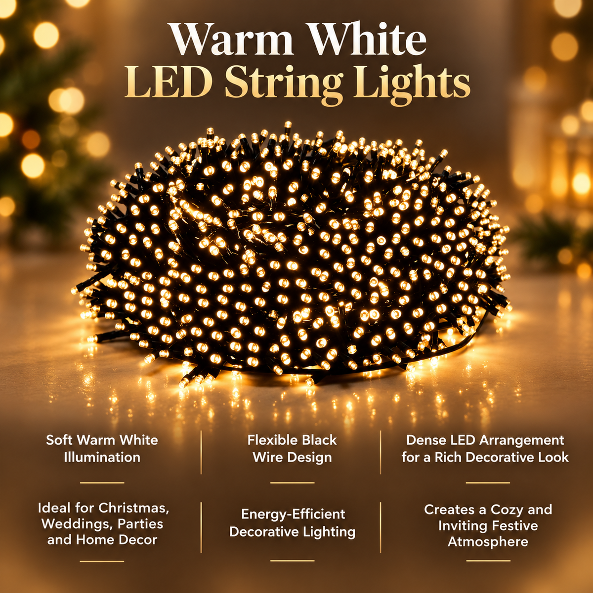 LED String Lights Outdoor 24V Waterproof IP65 8 Modes Christmas Lights