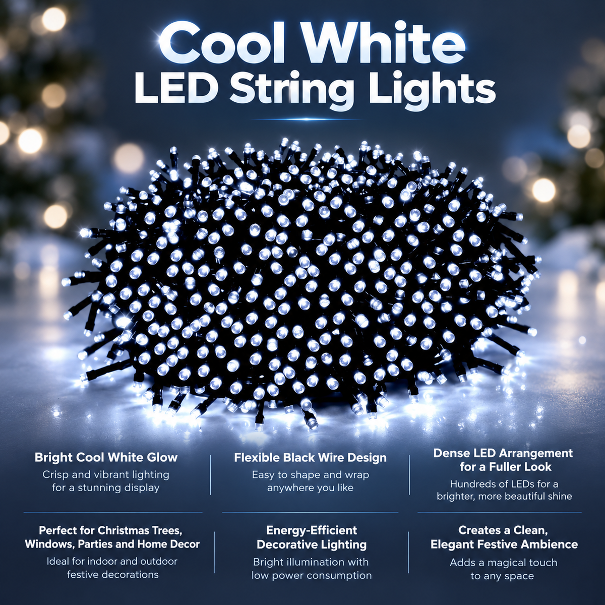 LED String Lights Outdoor 24V Waterproof IP65 8 Modes Christmas Lights