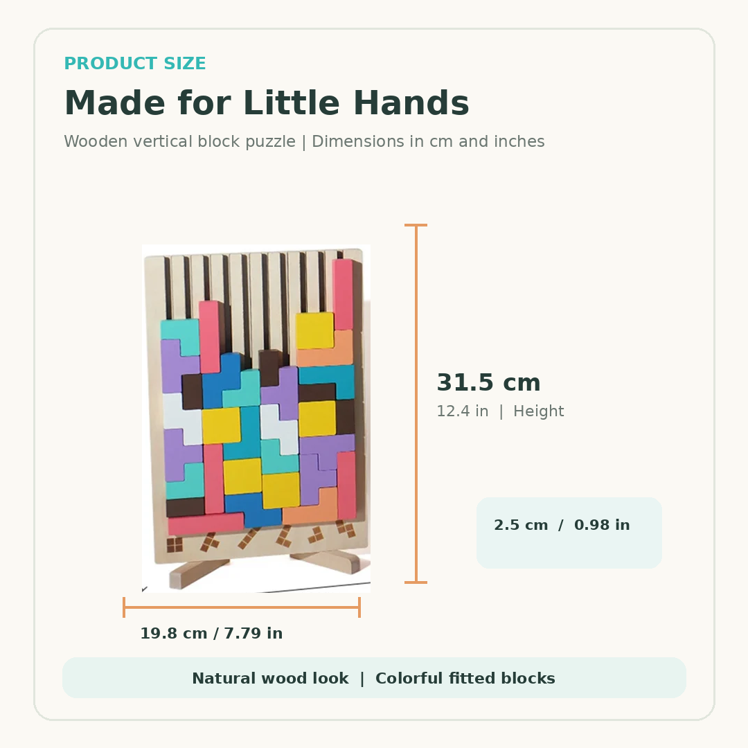 Wooden Block Puzzle Board Colorful Stacking Shape Game for Kids