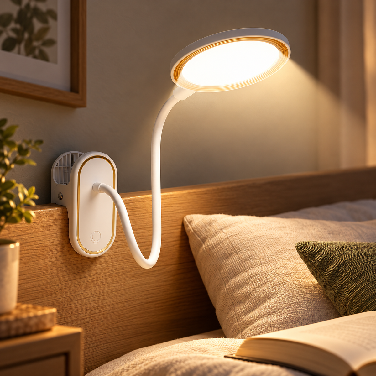 Clip On Reading Lamp Rechargeable Touch LED Gooseneck Bed Light