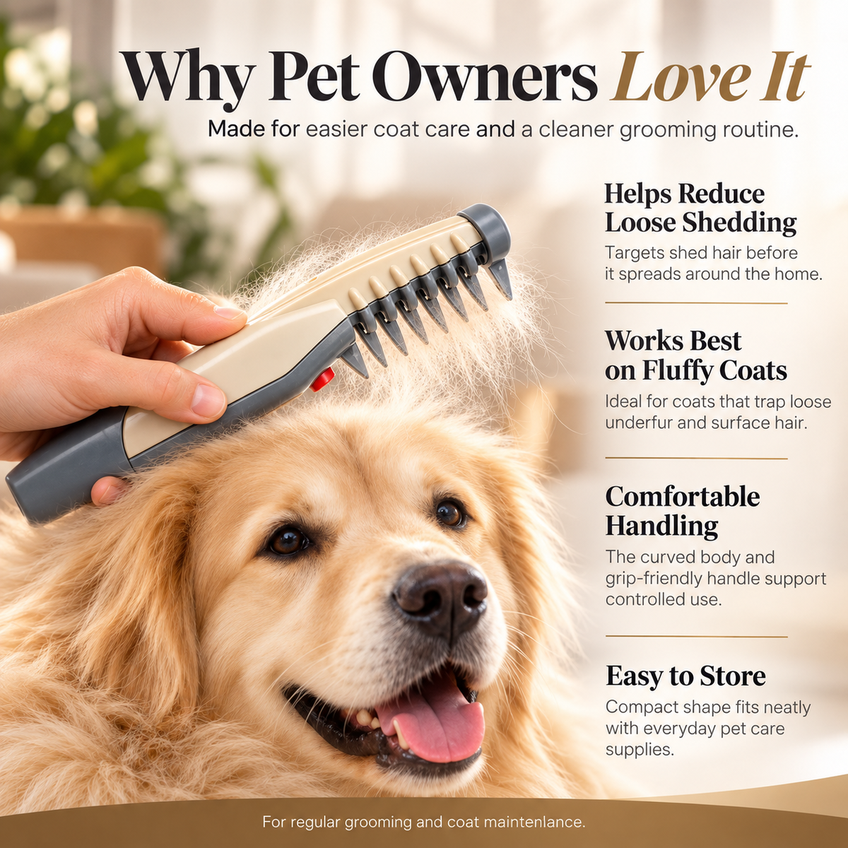 Electric Pet Grooming Comb Self Cleaning Deshedding Brush Dogs Cats