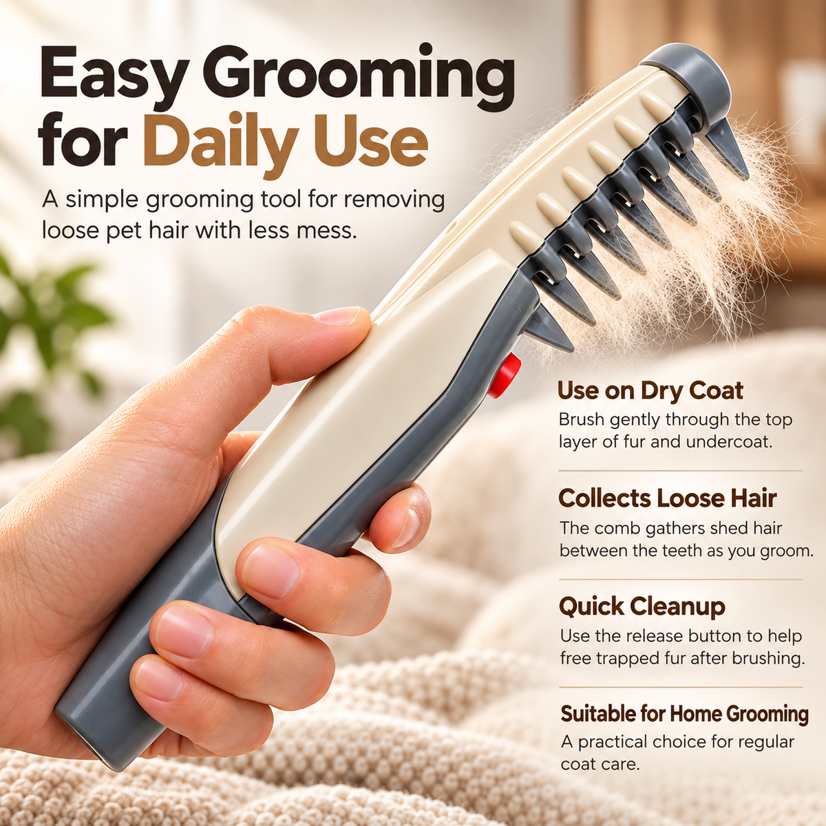 Electric Pet Grooming Comb Self Cleaning Deshedding Brush Dogs Cats