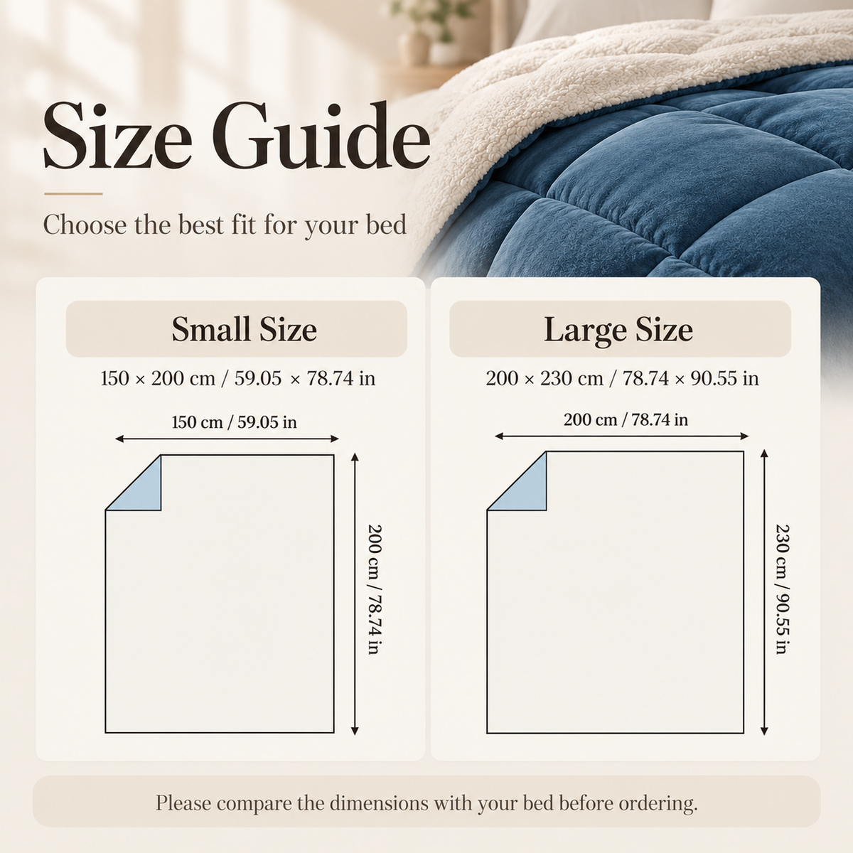 Sherpa Comforter Thick Plush Velvet Winter Duvet Quilted Warm Blanket