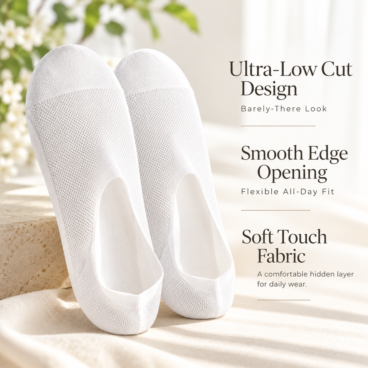 No Show Socks 6 Pairs Invisible Low Cut Socks with Silicone Grip
