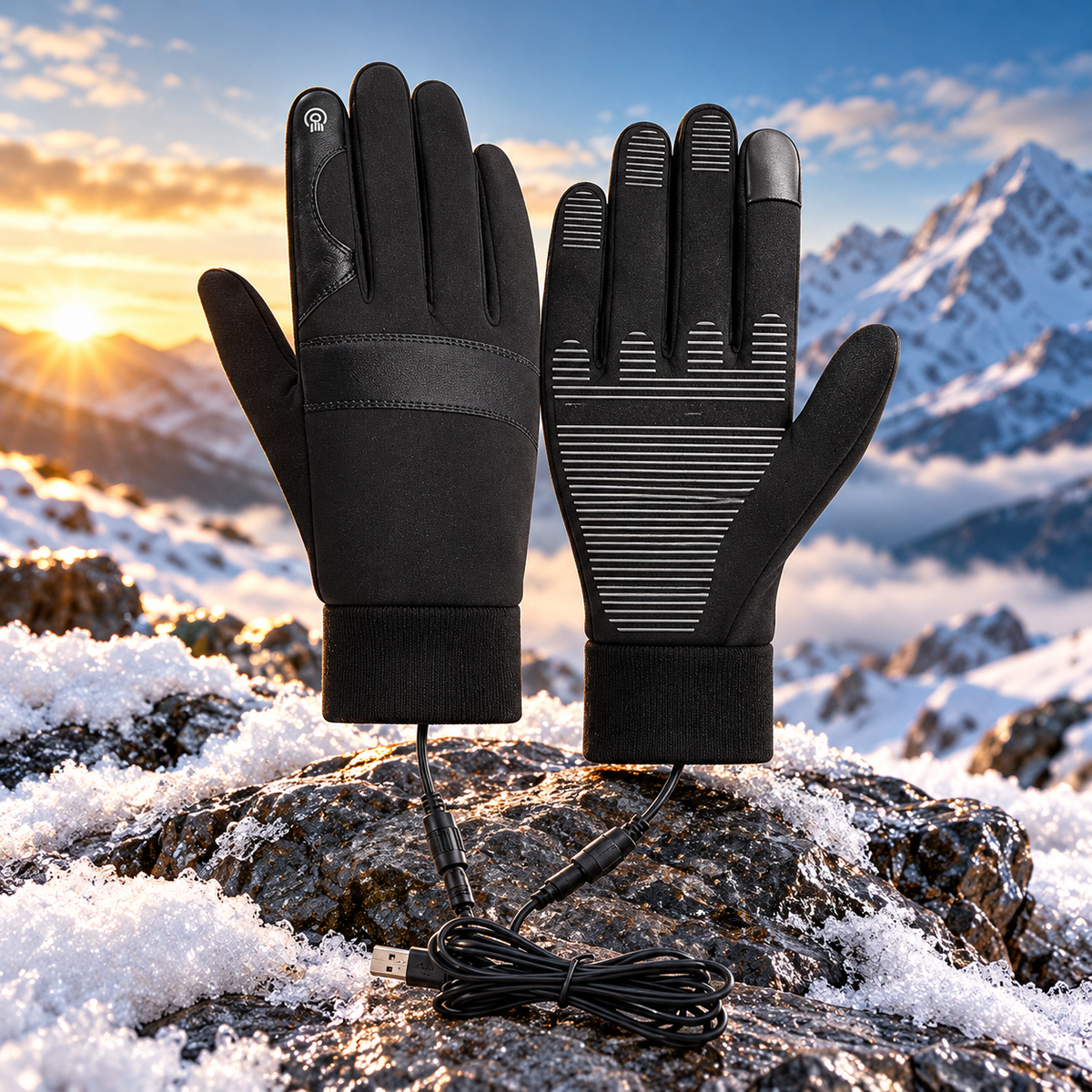 USB Heated Gloves Touchscreen Water Repellent Winter Gloves Men Women