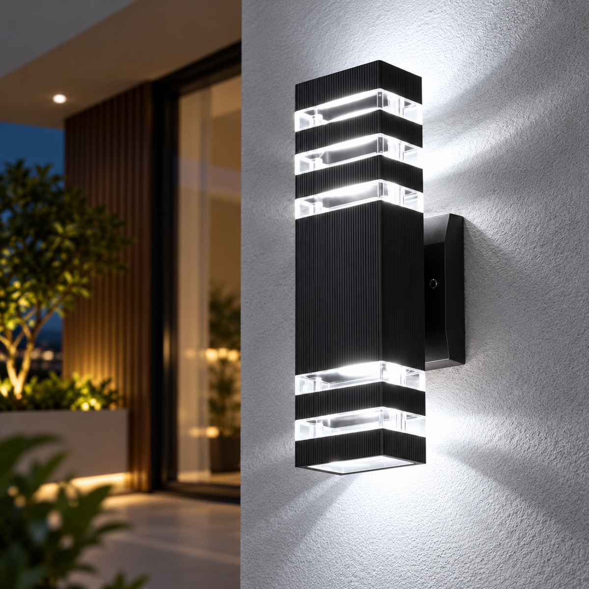 Outdoor Wall Light Up Down Modern Black Sconce E27 IP65 Porch Lamp