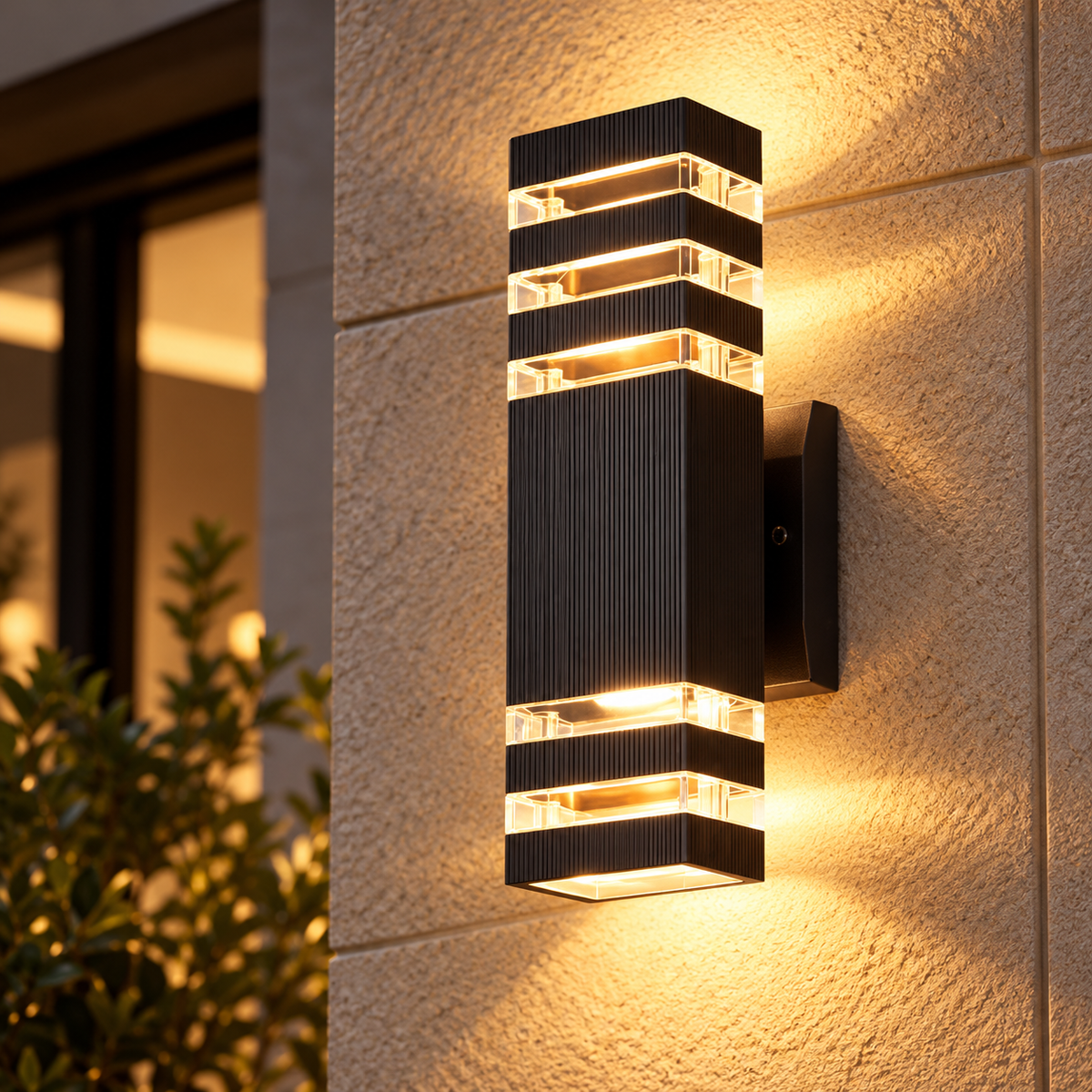 Outdoor Wall Light Up Down Modern Black Sconce E27 IP65 Porch Lamp