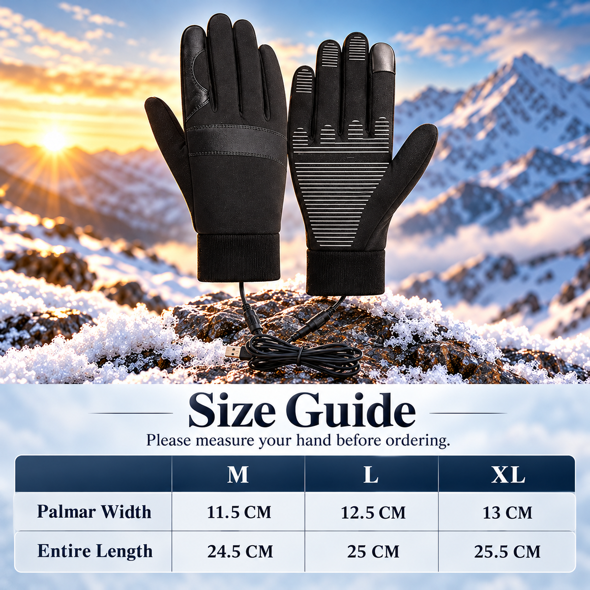 USB Heated Gloves Touchscreen Water Repellent Winter Gloves Men Women