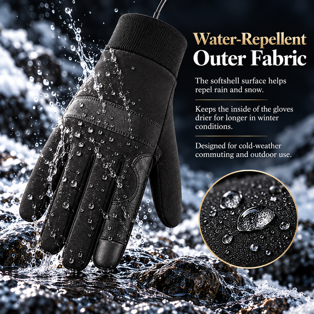 USB Heated Gloves Touchscreen Water Repellent Winter Gloves Men Women