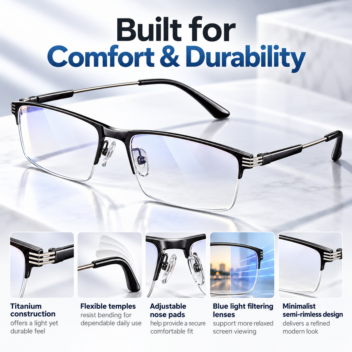 Progressive Reading Glasses Auto Focus Blue Light Filter Multifocus