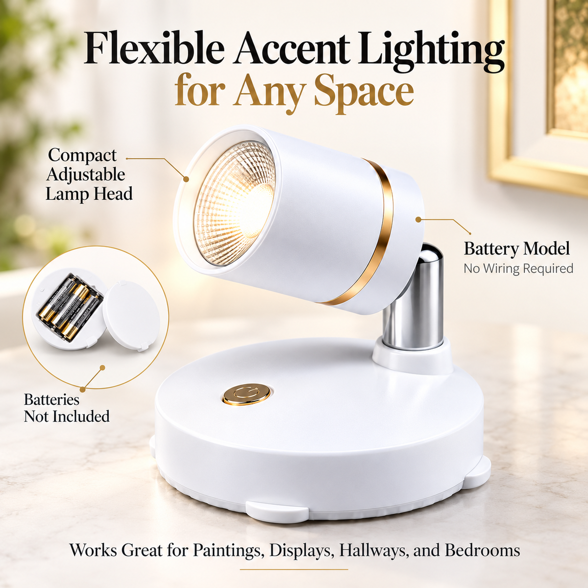 Cordless LED Spotlight Rechargeable Battery Accent Wall Light Indoor