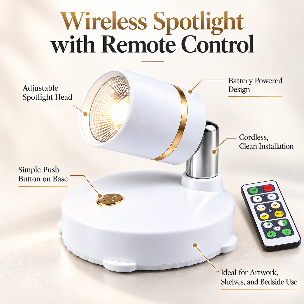Cordless LED Spotlight Rechargeable Battery Accent Wall Light Indoor