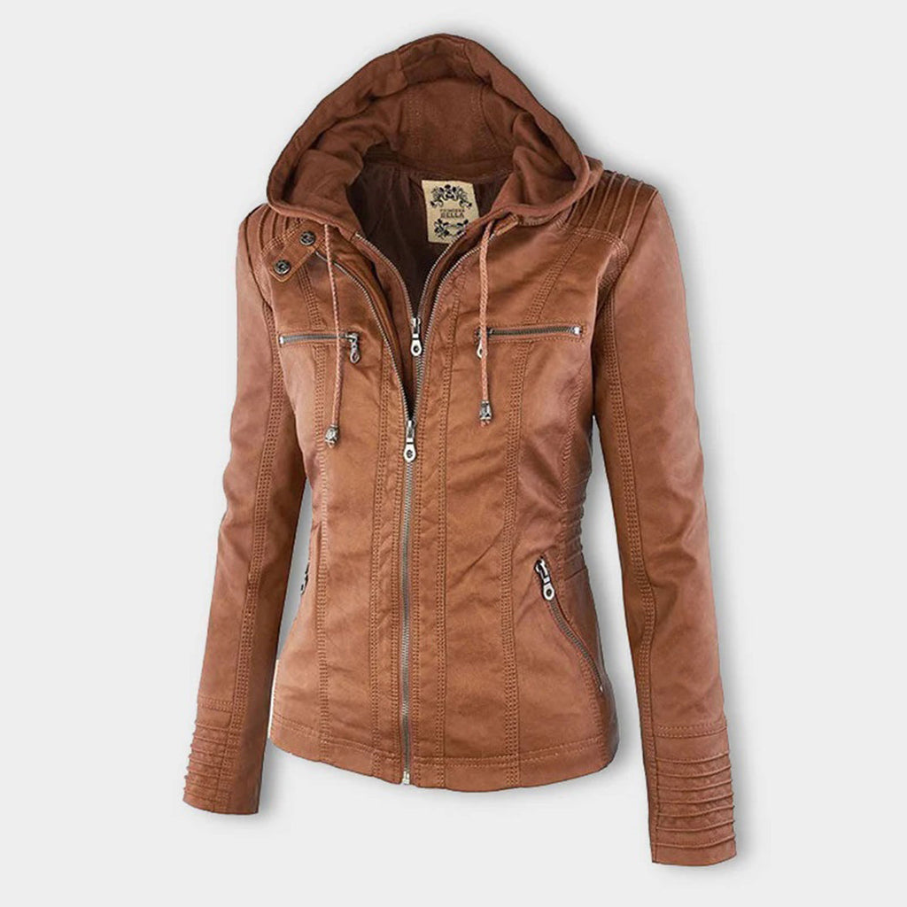 Women’s Hooded Faux Leather Jacket
