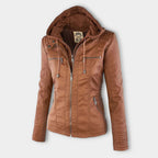 Women’s Hooded Faux Leather Jacket