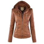 Women’s Hooded Faux Leather Jacket