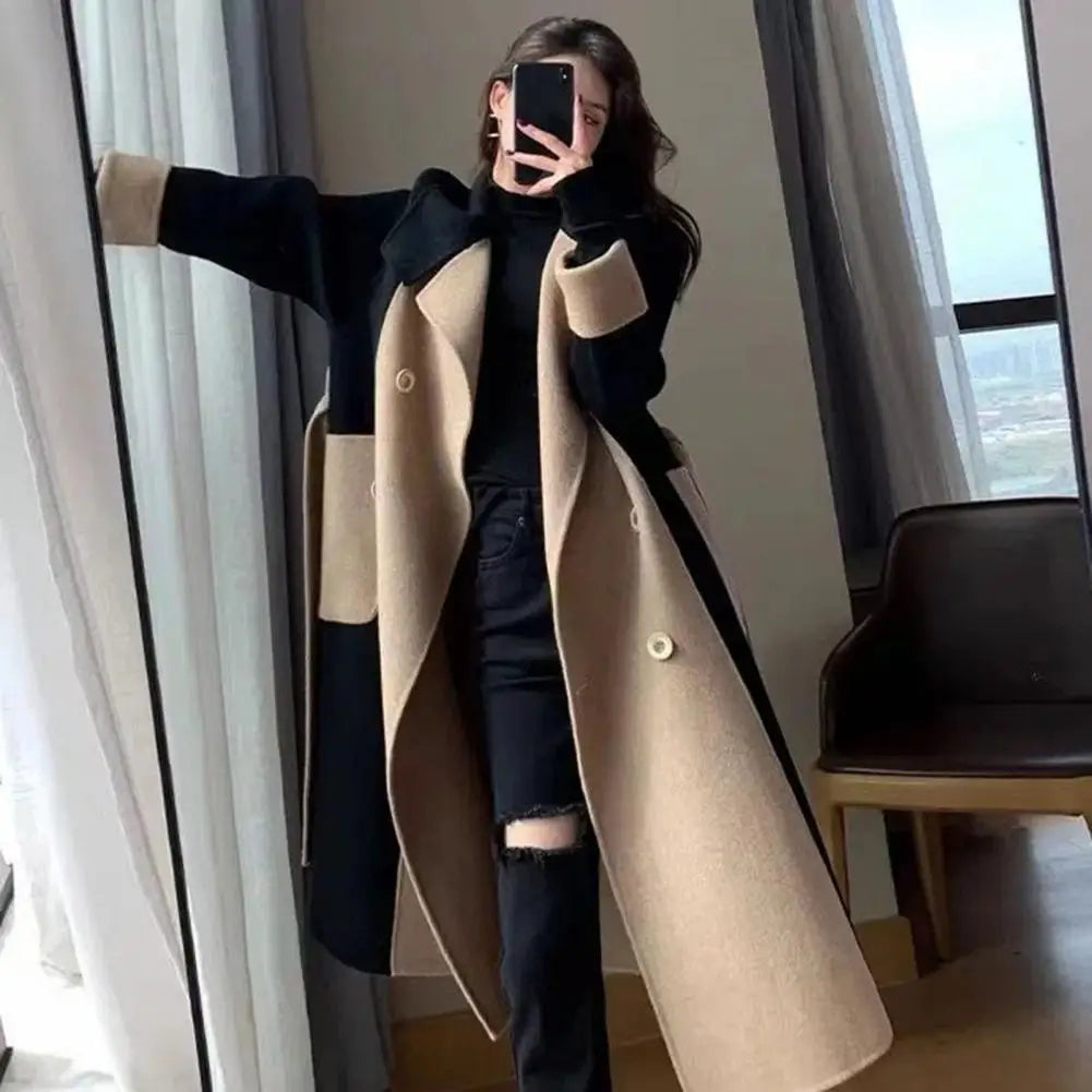 Women's Two-Toned Coat with Belt