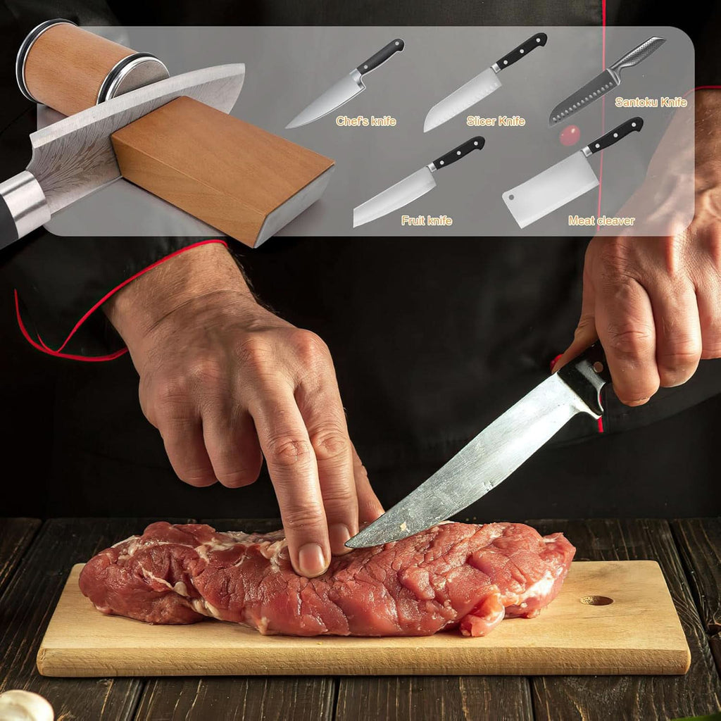 Rolling Knife Sharpener with Magnetic Angle Guide
