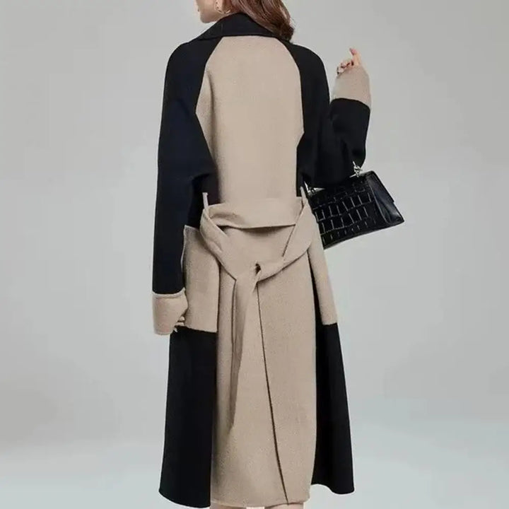 Women's Two-Toned Coat with Belt
