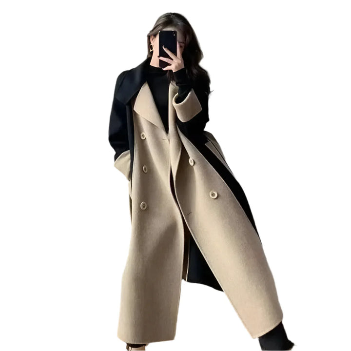 Women's Two-Toned Coat with Belt