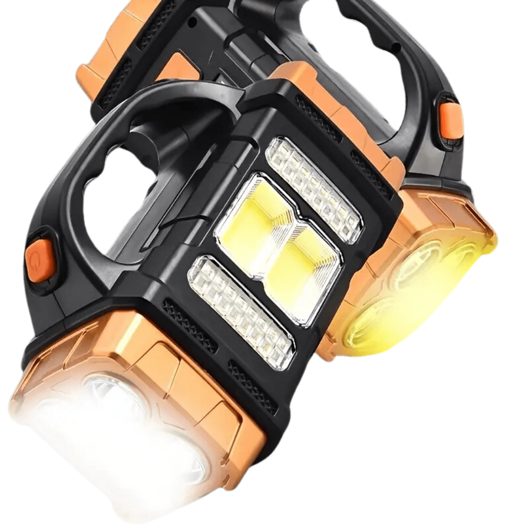 Solar Powered LED Torch with Floodlight and Power Bank
