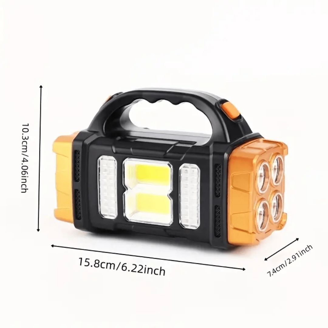 Solar Powered LED Torch with Floodlight and Power Bank