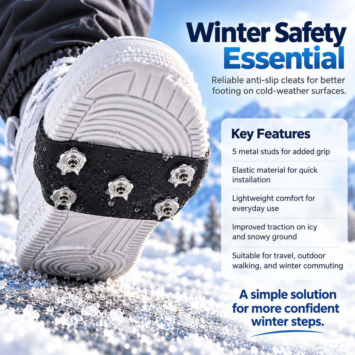 Anti Slip Ice Grips for Shoes Snow Traction Cleats Winter Spikes