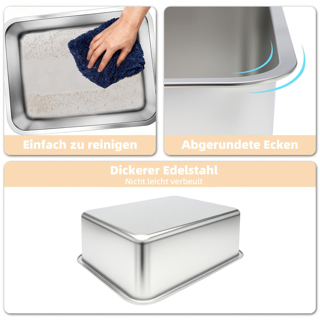 Stainless Steel Cat Litter Tray Low Entry Durable Design