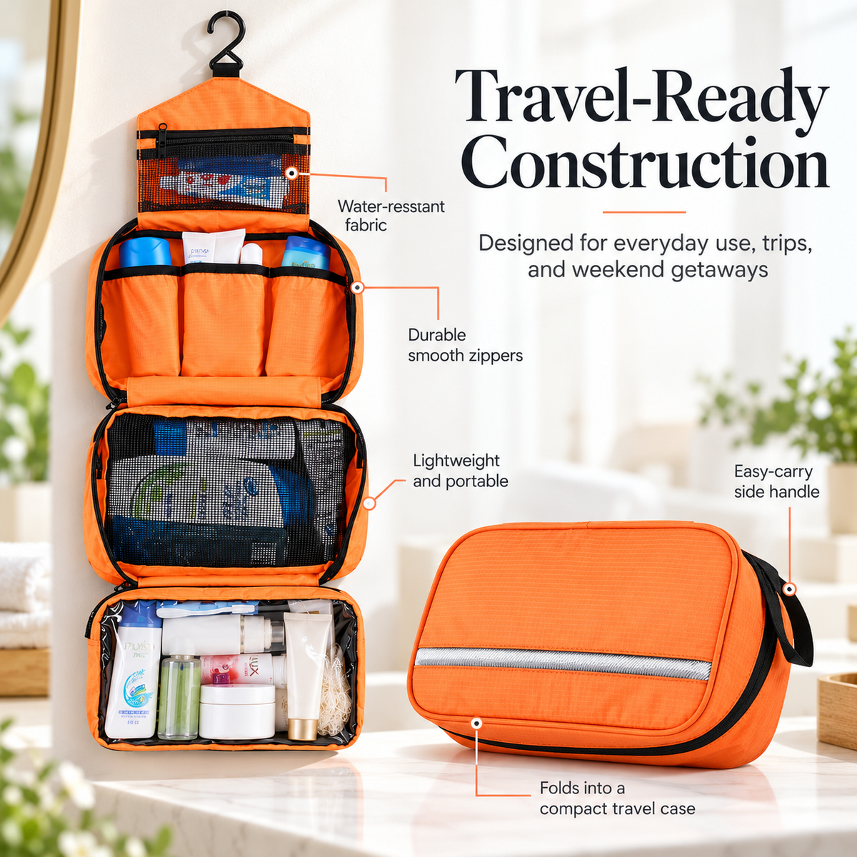 Large Waterproof Toiletry Bag Travel Wash Bag for Men and Women