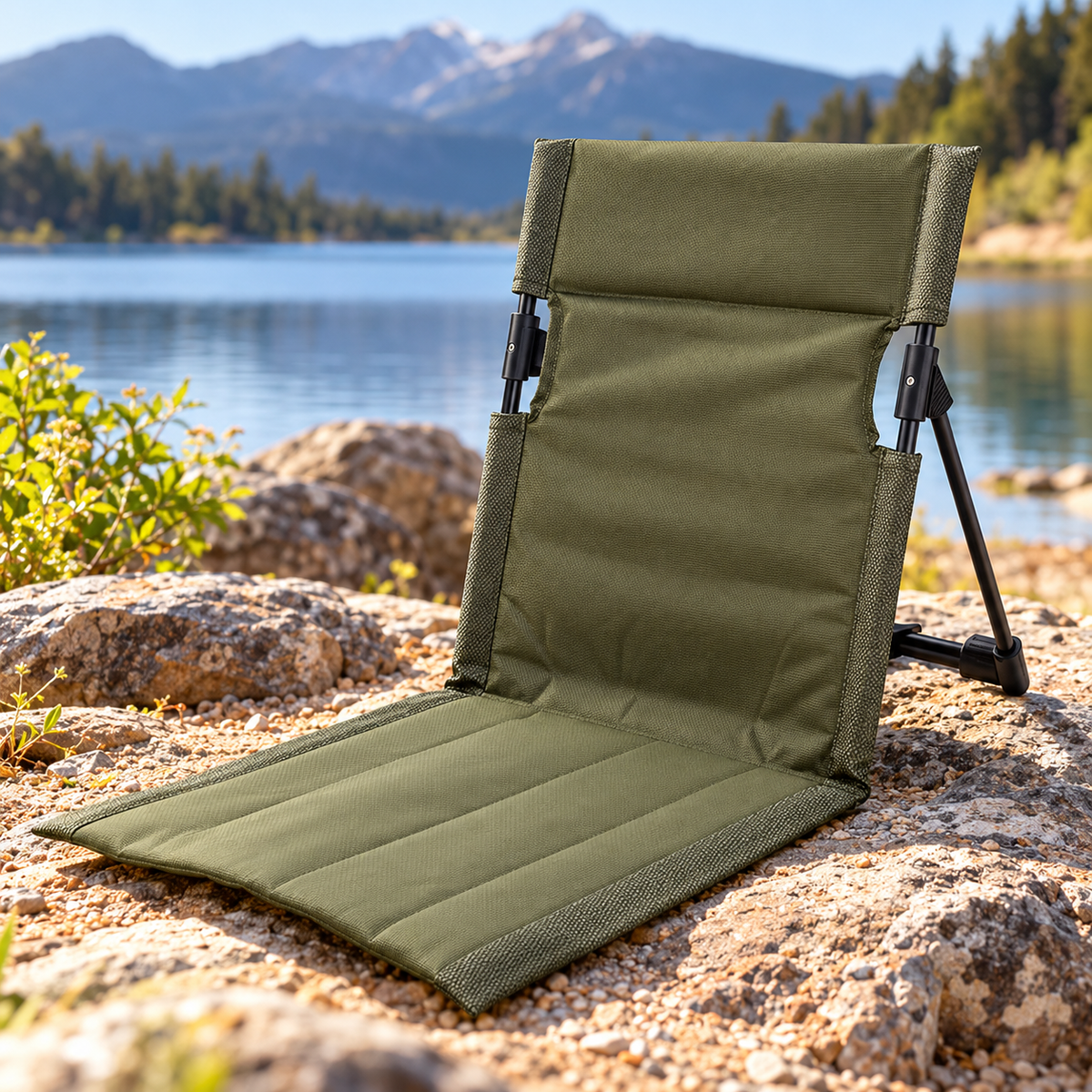 Portable Camping Ground Chair Foldable Stadium Seat with Backrest