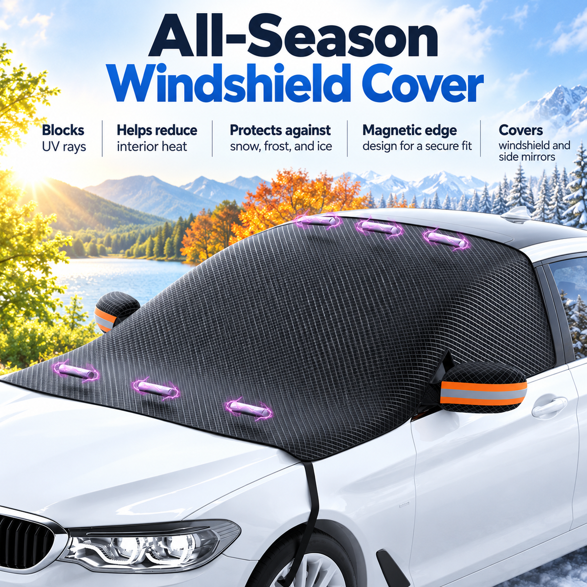 Magnetic Car Windshield Snow Cover Frost Ice Protector Winter Shield