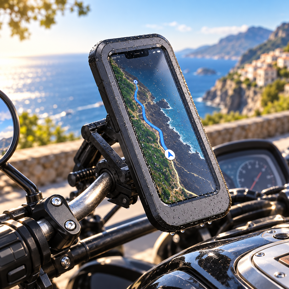 Bike Phone Holder Waterproof Motorcycle Mount 360 Rotation Handlebar
