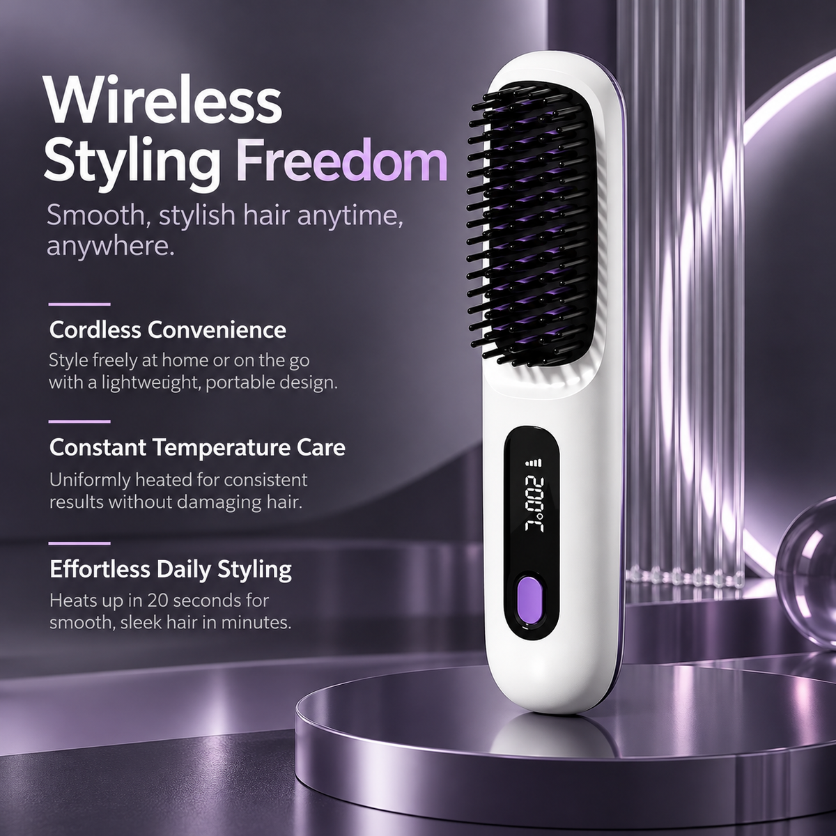 Cordless Hair Straightener USB Rechargeable Ceramic LCD Ionic Travel