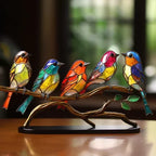 Stained Glass Bird Table Lamp with LED Decorative Light
