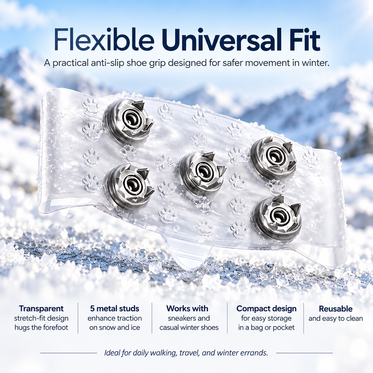 Anti Slip Ice Grips for Shoes Snow Traction Cleats Winter Spikes