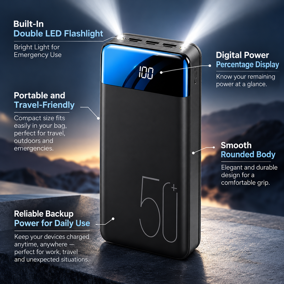 50000mAh Power Bank Fast Charging Portable Charger for Laptop Phone