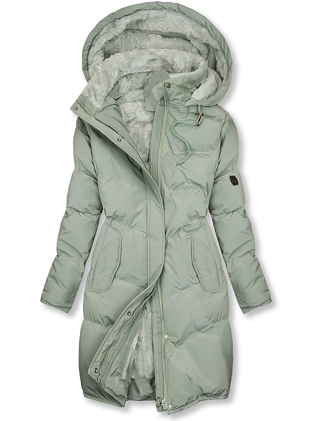 Women’s Long Puffer Jacket with Hood